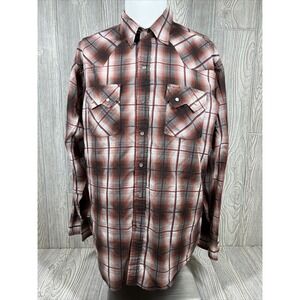 Ely Cattleman Plaid Collared Button Up Long Sleeve Shirt Casual Mens‎ SZ XL
